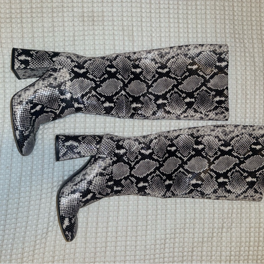Alice and Olivia Snakeskin Pattern Knee-High Boots